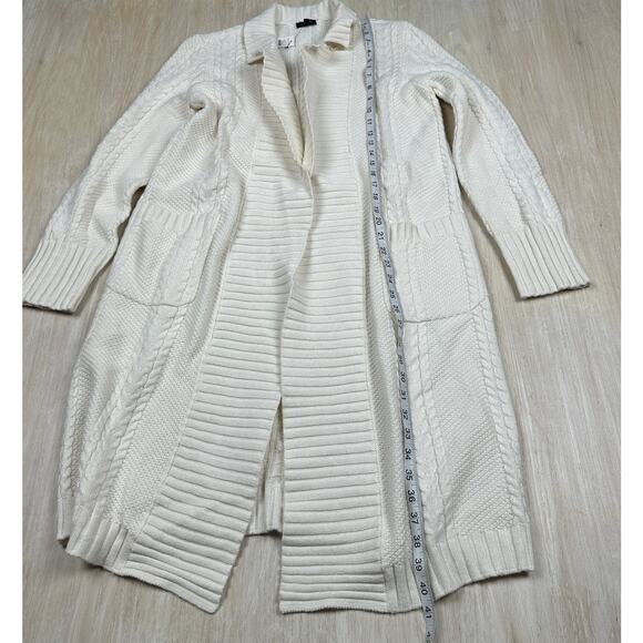 NWT Talbots Cable Knit Open Front Chunky Longline Cottagecore Coatigan Small - Picture 7 of 13